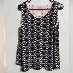 Chico’s women reversible polka dots birds print sleeveless tank Size 1/M NWOT